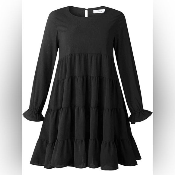 Joteisy Women’s Summer Ruffle Sleeve Round Neck Loose Fit Casual Swing Short Min - Picture 3 of 6